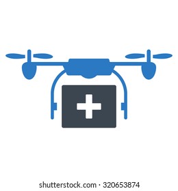 Medical Drone Shipment vector icon. Style is bicolor flat symbol, smooth blue colors, rounded angles, white background.