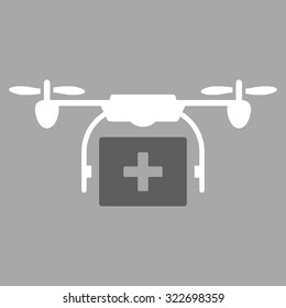 Medical Drone Shipment vector icon. Style is bicolor flat symbol, dark gray and white colors, rounded angles, silver background.
