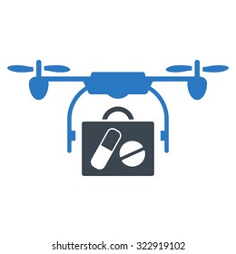 Medical Drone Shipment vector icon. Style is bicolor flat symbol, smooth blue colors, rounded angles, white background.