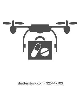 Medical Drone Shipment vector icon. Style is flat symbol, gray color, rounded angles, white background.