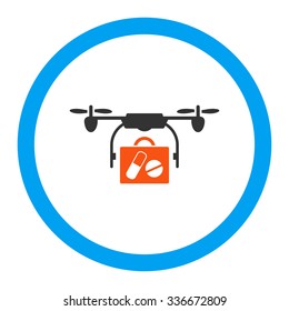 Medical Drone Shipment vector icon. Style is flat rounded symbol, bright colors, rounded angles, white background.