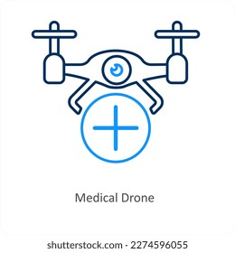 concepto de icono de drones médicos y tecnología