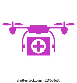 Medical Drone vector icon. Style is flat symbol, violet color, rounded angles, white background.