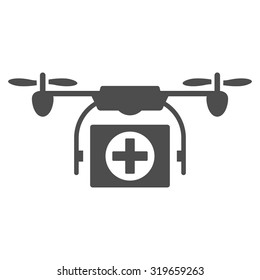 Medical Drone vector icon. Style is flat symbol, gray color, rounded angles, white background.