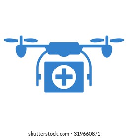 Medical Drone vector icon. Style is flat symbol, cobalt color, rounded angles, white background.