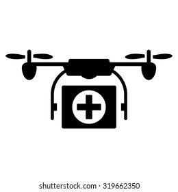 Medical Drone vector icon. Style is flat symbol, black color, rounded angles, white background.