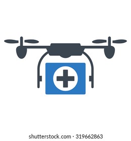 Medical Drone vector icon. Style is bicolor flat symbol, smooth blue colors, rounded angles, white background.