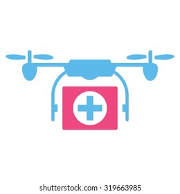 Medical Drone vector icon. Style is bicolor flat symbol, pink and blue colors, rounded angles, white background.