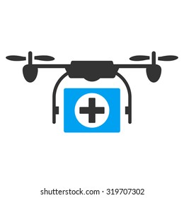 Medical Drone vector icon. Style is bicolor flat symbol, blue and gray colors, rounded angles, white background.