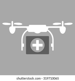 Medical Drone vector icon. Style is bicolor flat symbol, dark gray and white colors, rounded angles, silver background.