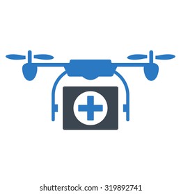 Medical Drone vector icon. Style is bicolor flat symbol, smooth blue colors, rounded angles, white background.
