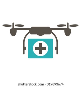 Medical Drone vector icon. Style is bicolor flat symbol, grey and cyan colors, rounded angles, white background.