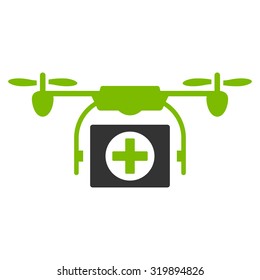Medical Drone vector icon. Style is bicolor flat symbol, eco green and gray colors, rounded angles, white background.