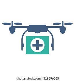 Medical Drone vector icon. Style is bicolor flat symbol, cobalt and cyan colors, rounded angles, white background.