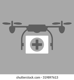 Medical Drone vector icon. Style is bicolor flat symbol, dark gray and white colors, rounded angles, silver background.