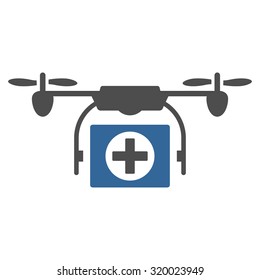 Medical Drone vector icon. Style is bicolor flat symbol, cobalt and gray colors, rounded angles, white background.