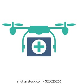 Medical Drone vector icon. Style is bicolor flat symbol, cobalt and cyan colors, rounded angles, white background.