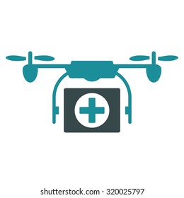 Medical Drone vector icon. Style is bicolor flat symbol, soft blue colors, rounded angles, white background.