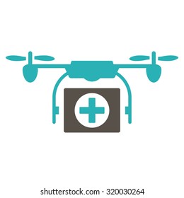 Medical Drone vector icon. Style is bicolor flat symbol, grey and cyan colors, rounded angles, white background.