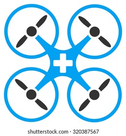 Medical Drone vector icon. Style is bicolor flat symbol, blue and gray colors, rounded angles, white background.