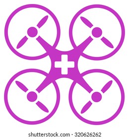 Medical Drone vector icon. Style is flat symbol, violet color, rounded angles, white background.