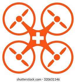 Medical Drone vector icon. Style is flat symbol, orange color, rounded angles, white background.