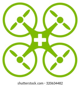 Medical Drone vector icon. Style is flat symbol, eco green color, rounded angles, white background.