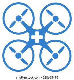 Medical Drone vector icon. Style is flat symbol, cobalt color, rounded angles, white background.