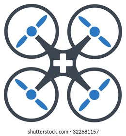 Medical Drone vector icon. Style is bicolor flat symbol, smooth blue colors, rounded angles, white background.