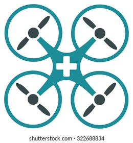 Medical Drone vector icon. Style is bicolor flat symbol, soft blue colors, rounded angles, white background.