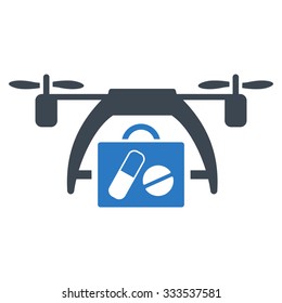 Medical Drone vector icon. Style is bicolor flat symbol, smooth blue colors, rounded angles, white background.