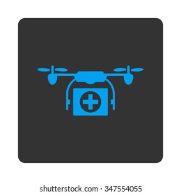 Medical Drone vector icon. Style is flat rounded square button, blue and gray colors, white background.