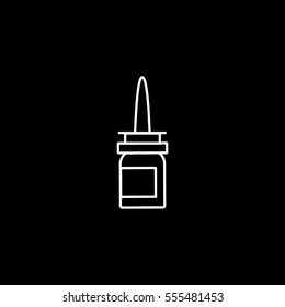Medical Droplet Line Icon On Black Background