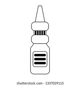 Medical dropper bottle isolated in black and white