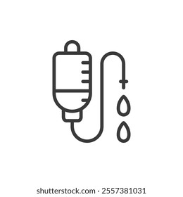 Medical dropper system icon in line design. Medical, dropper, system, infusion, healthcare, IV, therapy on white background vector. Medical dropper system editable stroke icon