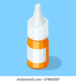 Medical drops bottle. Isometric vector illustration
