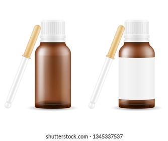 medical drops in a glass bottle for the treatment of diseases empty template blank stock vector illustration isolated on white background