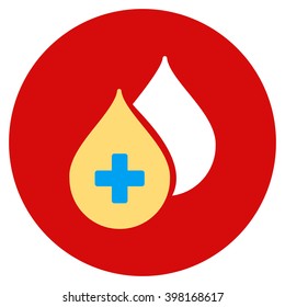 Medical Drops vector icon. Image style is a flat light icon symbol on a round red button