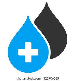 Medical Drops vector icon. Style is bicolor flat symbol, blue and gray colors, rounded angles, white background.