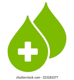 Medical Drops vector icon. Style is flat symbol, eco green color, rounded angles, white background.