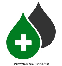 Medical Drops vector icon. Style is bicolor flat symbol, green and gray colors, rounded angles, white background.