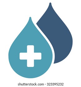 Medical Drops vector icon. Style is bicolor flat symbol, cyan and blue colors, rounded angles, white background.