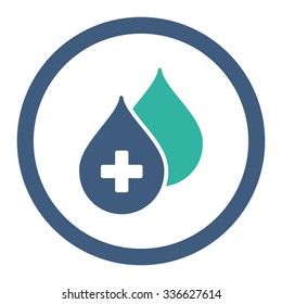 Medical Drops vector icon. Style is bicolor flat rounded symbol, cobalt and cyan colors, rounded angles, white background.