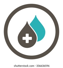 Medical Drops vector icon. Style is bicolor flat rounded symbol, grey and cyan colors, rounded angles, white background.