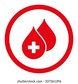 Medical Drops vector icon. Style is flat rounded symbol, red color, rounded angles, white background.