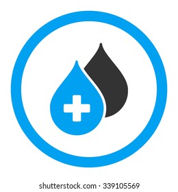 Medical Drops vector icon. Style is bicolor flat rounded symbol, blue and gray colors, rounded angles, white background.
