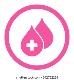 Medical Drops vector icon. Style is flat rounded symbol, pink color, rounded angles, white background.