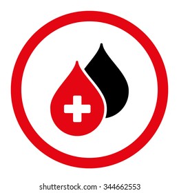Medical Drops vector icon. Style is bicolor flat rounded symbol, intensive red and black colors, rounded angles, white background.