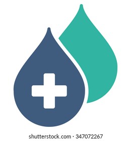 Medical Drops vector icon. Style is bicolor flat symbol, cobalt and cyan colors, rounded angles, white background.