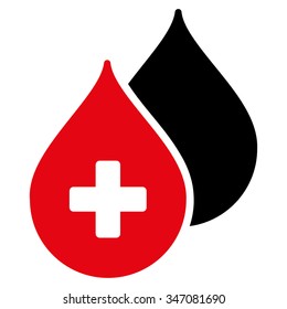 Medical Drops vector icon. Style is bicolor flat symbol, intensive red and black colors, rounded angles, white background.